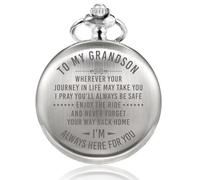 TREEWETO Orologio da tasca da uomo inciso da nonno, idee regalo di compleanno uniche per nipoti, regali di laurea per uomini, argento