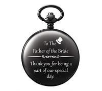 TREEWETO Orologio da tasca da uomo inciso per il padre della sposa, regalo per il padre della sposa, orologio da tasca con incisione "Father of the Bride", regalo per matrimonio, nero, moderno