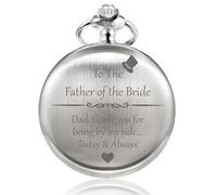 TREEWETO Orologio da tasca da uomo inciso per il padre della sposa, regalo per il padre della sposa, orologio da tasca con incisione "Father of the Bride", regalo per matrimonio, 8. Il padre della