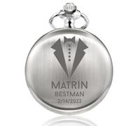 TREEWETO Orologio da tasca da uomo Personalizzato Inciso Miglior Uomo Al Quarzo Orologi Da Tasca Sposo Regali Per Matrimonio Testimoni di nozze