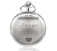 TREEWETO Orologio da tasca da uomo regali per compleanno, anniversario, San Valentino, matrimonio, festa del papà, Natale, orologi da tasca personalizzati per lui, argento, Di luss
