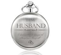 TREEWETO Orologio da tasca inciso per uomini marito a mio marito Orologi da tasca per marito compleanno San Valentino matrimonio argento