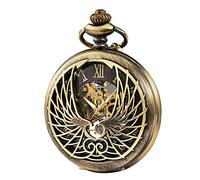 Treeweto - Orologio da tasca meccanico con movimento a forma di ali di scheletro e numeri romani