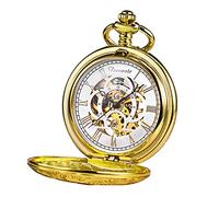 TREEWETO Orologio da tasca - Orologio da tasca meccanico con quadrante scheletrato, per uomo e donna