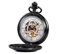 TREEWETO Orologio da tasca - Orologio da tasca meccanico con quadrante scheletrato, per uomo e donna