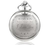 TREEWETO Orologio da tasca per Mio figlio, con incisione, per figlio di mamma, regalo per laurea, Natale, San Valentino, compleanno, argento, argento