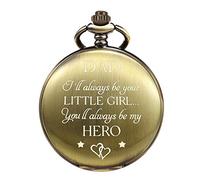 Treeweto, orologio da tasca per papà da figlia, con incisione "I Will Always be Your Little Girl", orologio da taschino da bambino a papà, compleanno, festa del papà Bronzo