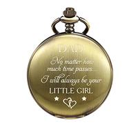 TREEWETO Orologio da tasca per papà dalla figlia, con incisione "I will always be your little girl", orologio da tasca da bambino a papà, compleanno per papà, bronzo, Moderno