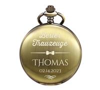 TREEWETO Orologio da tasca personalizzato inciso testimone sposo con incisione personalizzata, testimoni di nozze, regalo di nozze