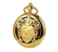 TREEWETO Orologio da tasca unisex meccanico, doppia copertura per uccelli, scheletro Steampunk, per uomo e donna, con catena e scatola regalo, gold