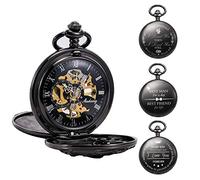 TREEWETO Orologio da tasca unisex personalizzato, con incisione a forma di drago, orologio da tasca meccanico con catena, regalo per mamma, papà, marito, figlio, testimoni di nozze