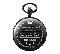 TREEWETO Orologio da taschino con incisione, catena da uomo, nero, regalo per compleanno fratello