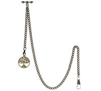 Treeweto, orologio da taschino da uomo con doppia catena Albert, con 2 ganci e ciondolo a forma di albero della vita antico Bronzo