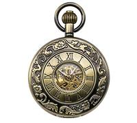 Treeweto orologio da taschino meccanico con numeri romani, con catena, color bronzo