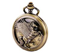 TREEWETO Pegasus - Orologio da tasca meccanico vintage intagliato per uomo e donna, bronzo, bronzo antico, bronzo, Antico