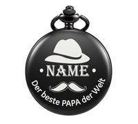 TREEWETO Personalizzato Orologio Da Tasca Incisione Catena Uomo Regalo Da Una Figlia/Figlio A Un Padre Il Migliore Papà del Mondo Orologi Da Tasca Al Quarzo Nero/Bronzo, Nero