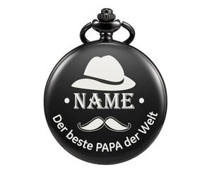 TREEWETO Personalizzato Orologio Da Tasca Incisione Catena Uomo Regalo Da Una Figlia/Figlio A Un Padre Il Migliore Papà del Mondo Orologi Da Tasca Al Quarzo Nero/Bronzo, Nero