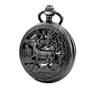 TREEWETO Vintage Orologio da Tasca Meccanico Doppia Copertura Cassa Cava Scheletro Steampunk Cervo Caso per Uomini Donne