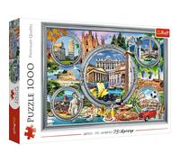 Trefl 1000 Elementi, Roma, edifici famosi d'Italia, Vespa, Colosseo, te, intrattenimento creativo, regalo, divertimento, classici Puzzle, Colore Vacanze italiane, 10585