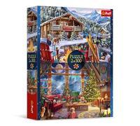 Trefl 2 in 1: Natale in montagna-2 x 500 pezzi-Set di due puzzle, fai da te, intrattenimento creativo, per adulti e bambini dai 10 anni in su, Multicolore, 37540