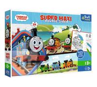 Trefl- 3 in 1 24 Elementi di Grandi Dimensioni, Libro Colorare, Divertimento per Bambini dai 3 Anni di età Puzzle, Colore Thomas & Friends, Tom e Gli Amici, 41014