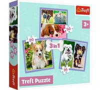 Trefl Puzzle Cani Adorabili – 3 set, 20-50 pezzi per bambini da 4 anni