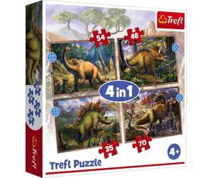 Trefl 4 in 1 Puzzle - Dinosauri (35, 48, 54, 70 Pezzi) - 1 pz.