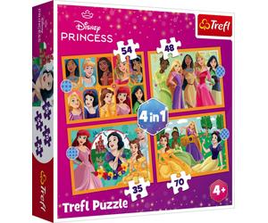 Trefl 4 in 1 Puzzle - Disney Princess (35, 48, 54, 70 Pezzi) - 1 pz.