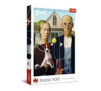 Trefl American Gothic: Versione Canina 500 Pezzi te Artistico, Intrattenimento Creativo, Puzzle Classico per Adulti e Bambini dai 10 anni, Multicolore, 37526