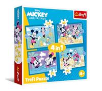 Trefl amici, divertenti avventure di Topolino 4 in 1, 4 puzzle, da 35 a 70 pezzi-Vari livelli di difficoltà, per bambini dai 4 anni in su, 34669