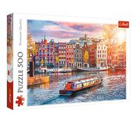 Trefl - Amsterdam, Paesi Bassi - Puzzle da 500 pezzi - Paesaggio Urbano, Fiume Amstel, Puzzle Moderno fai-da-te, Intrattenimento creativo, Puzzle Classici per Adulti e Bambini dai 10 anni in su