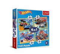 Trefl - Auto Hot Wheels - Puzzle 4in1, 4 Puzzle, da 35 a 70 Pezzi - Puzzle Colorati con le Auto Iconiche, Diversi Livelli di Difficoltà, per Bambini dai 4 anni di età