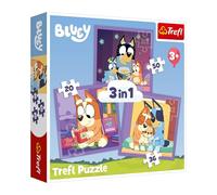 Trefl, Scopri Bluey 3 in 1, 3 puzzle, da 20 a 50 pezzi-Vari livelli di difficoltà, divertimento per bambini dai 3 anni in su, Multicolore, 34895