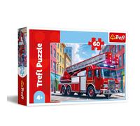 Trefl Pompieri 60 Pezzi-Puzzle Colorato con Camion, Intrattenimento Creativo, Divertimento per Bambini dai 4 anni, Multicolore, 17405