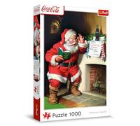 Trefl Coca-Cola, Babbo accanto al camino 1000 Pezzi-Puzzle di Natale, per Adulti e Bambini a partire dai 14 anni, Multicolore, 10922