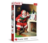 Trefl Puzzle di Natale Coca-Cola – Babbo Natale accanto al camino – 1000 pezzi, multicolore