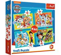 Trefl- Das lustige Team von 12 a 24 Elementi, 4 Set, Squadra Allegra di Paw Patrol, per Bambini da 3 Anni Puzzle, Colore, 34346