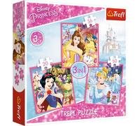 Trefl- Die verzauberte Welt der Prinzessinnen, Disney Princess von 20 bis 50 Teilen, 3 Sets, für Kinder ab 3 Jahren Puzzle, 34833