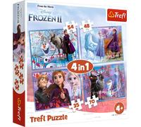 Trefl- Eine Reise ins Unbekannte, Disney Frozen 2 35 a 70 Elementi, 4 Set, Un Viaggio nell'ignoto, per Bambini da 4 Anni Puzzle, Singolo, Colore, 34323