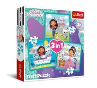 Trefl - Gabby's Dollhouse, Attivissima Gabby - Puzzle 3 in 1, 3 puzzle, da 20 a 50 Tessere - Puzzle Colorati con Personaggi delle Fiabe, Diversi Livelli di Difficoltà, Gioco per Bambini dai 3 anni