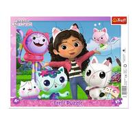 Trefl, 25 Pezzi Grandi, Cornice E Tappetino Rigido, con Personaggi Delle Fiabe, per Bambini dai 4 Anni in Su Puzzle, Colore Gabby's Dollhouse, Ti Presento Gabi, 31415