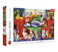 Trefl - Gattini sul Divano - Puzzle 1500 Pezzi - Gatti, Puzzle Moderno Fai da Te, Intrattenimento Creativo, Divertimento, Puzzle Classici con Animali, per Adulti e Bambini dai 12 Anni