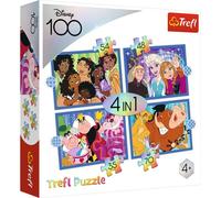 Trefl - Happy Disney World - Puzzle 4 in 1, da 35 a 70 pezzi - Il nostro magico incanto, Frozen, Alice nel paese delle meraviglie, Il re leone, Per bambini dai 4 anni
