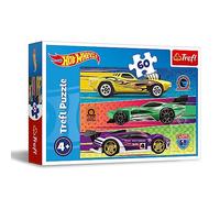 Trefl - Hot Wheels, Corsa - Puzzle 60 Pezzi - Puzzle Colorati con Auto da Collezione, Intrattenimento Creativo, Divertimento per Bambini a partire da 4 anni