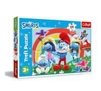 Trefl - I Puffi, una giornata Puffosa - Puzzle 24 Maxi - 24 Pezzi di Grandi Dimensioni, Divertimento Creativo, per Bambini dai 3 anni