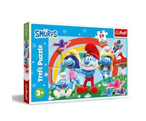 Trefl - I Puffi, una giornata Puffosa - Puzzle 24 Maxi - 24 Pezzi di Grandi Dimensioni, Divertimento Creativo, per Bambini dai 3 anni