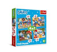 Trefl, Villaggio dei Puffi 4in1, 4 Puzzle, da 35 a 70 Pezzi-Diversi Livelli di Difficoltà, per Bambini dai 4 anni, Multicolore, 34656