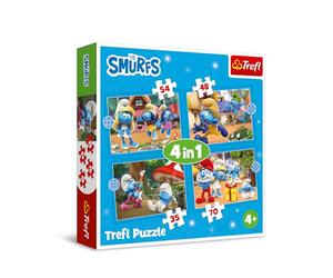 Trefl - I Puffi, Villaggio dei Puffi - Puzzle 4in1, 4 Puzzle, da 35 a 70 Pezzi - Diversi Livelli di Difficoltà, per Bambini dai 4 anni