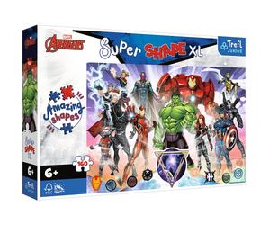 Trefl Junior - Marvel The Avengers, Il Coraggio Dei Vendicatori - Puzzle 160 XL Super Shape - Forme Pazze, Pezzi Grandi, Da Colorare Con I Personaggi Delle Fiabe, Dai 6 Anni in Su