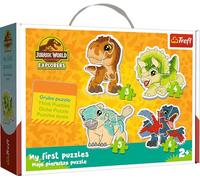 Trefl - Jurassic World, Adorable Dinosaurs - 4 grandi puzzle di forme per bambini piccoli, da 2 a 5 pezzi, per bambini dai 2 anni in su